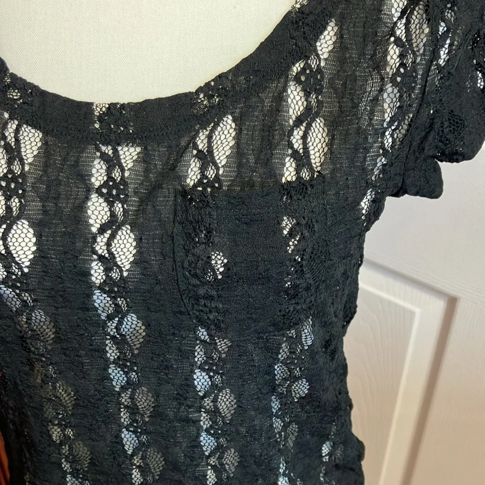 Y2k vintage Forever 21 women’s Black Lace top Blouse Size:L juniors - Picture 4 of 8